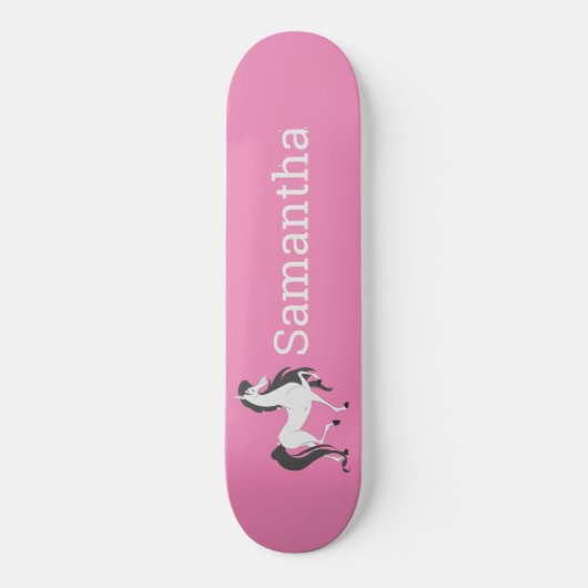 Skateboard White Horse Pink Glitter (Voorkant)
