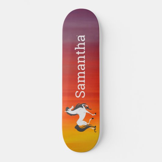 Skateboard White Horse Rainbow (Voorkant)