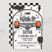 Skateboard White Invitation Kaart (Voorkant / Achterkant)