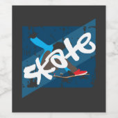  skateboard wijn etiket (Enkel label)
