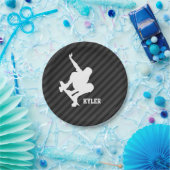 Skateboard; Zwart & Donkergrijze strepen Papieren Bordje (Feest)