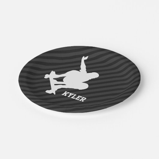Skateboard; Zwart & Donkergrijze strepen Papieren Bordje (Gekanteld)