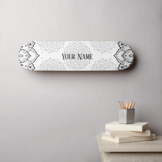 Skateboard (zwart en wit) (Muurkunst (Horizontaal))