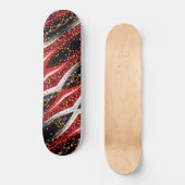 Skateboard Zwart Fiery Rood & Wit Abstract (Voorkant)