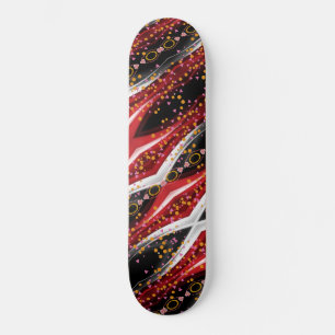 Skateboard Zwart Fiery Rood & Wit Abstract