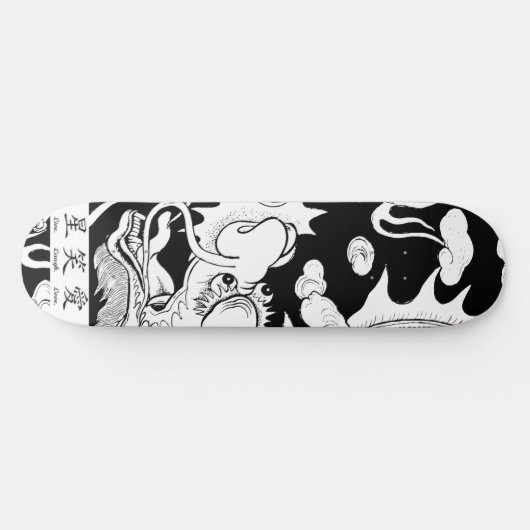 SKATEBOARD ZWARTE EN WITTE DRAGON (Horizontaal)