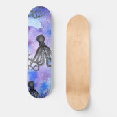 Skateboard - Zwarte en Witte Octopus (Voorkant)