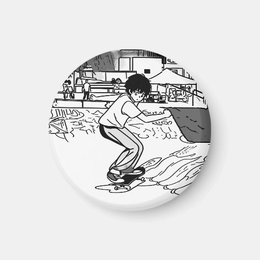 Skateboardbewegingen - Jonge Skateboarder Magneet (Voorkant)