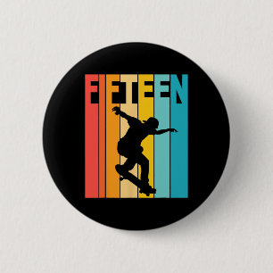 Skateboarden 15e verjaardag 15-jarige skater Par Ronde Button 5,7 Cm