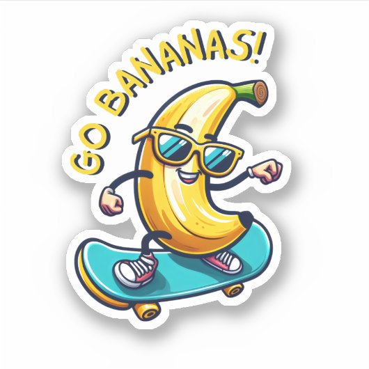Skateboarden Banaan Fun Sticker (Voorkant)