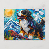 Skateboarden Berner Mountain Dog Briefkaart (Voorkant)