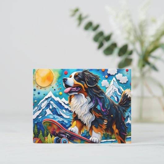 Skateboarden Berner Mountain Dog Briefkaart (Staand voorkant)
