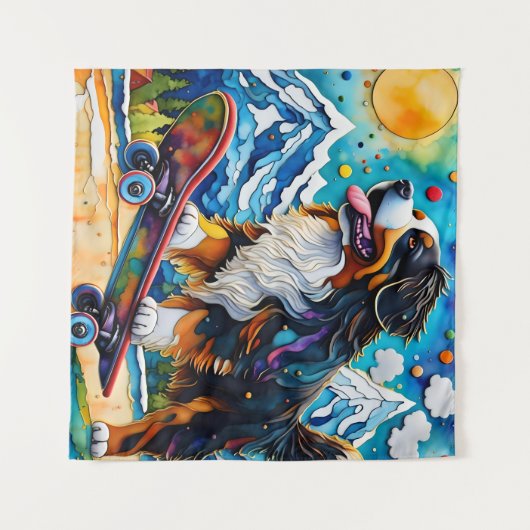 Skateboarden Berner Mountain Dog Wandkleed (Voorkant (horizontaal))