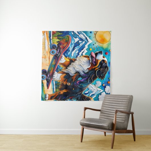 Skateboarden Berner Mountain Dog Wandkleed (In Situ (horizontaal))