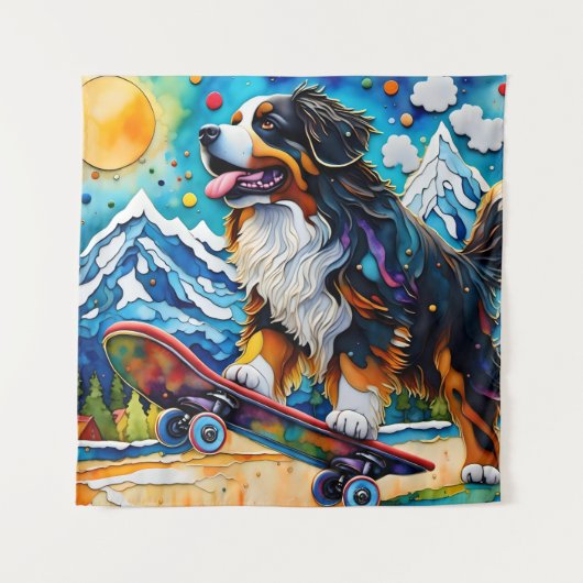Skateboarden Berner Mountain Dog Wandkleed (Voorkant)