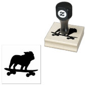 Skateboarden Bulldog Silhouet | Koele Hond Rubberstempel (Gestempeld)