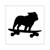 Skateboarden Bulldog Silhouet | Koele Hond Rubberstempel (Afrduk)