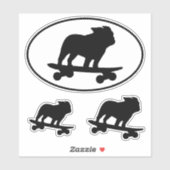 Skateboarden Bulldog Silhouetten Dog Sticker Set (Vel)