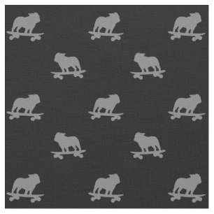Skateboarden Bulldog Silhouetten Patroon Cool Dog Stof