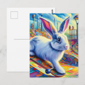 Skateboarden Bunny Surreal Kleurrijk en Leuk Briefkaart (Voorkant / Achterkant)