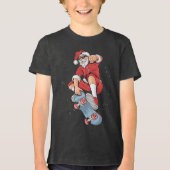 Skateboarden Cool Santa Christmas Tri-Blend Shirt (Voorkant)