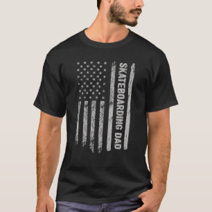 Skateboarden Dad America Us Flag Patriot T-shirt