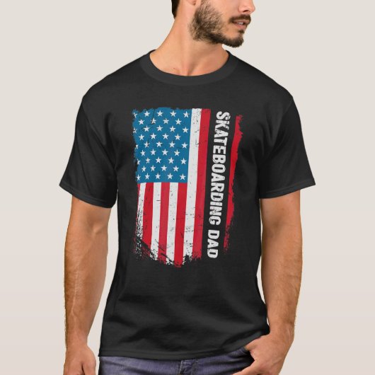 Skateboarden Dad America Us Flag Patriot  T-shirt (Voorkant)