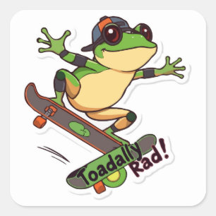 Skateboarden Frog Grote Sticker   Toadally Read