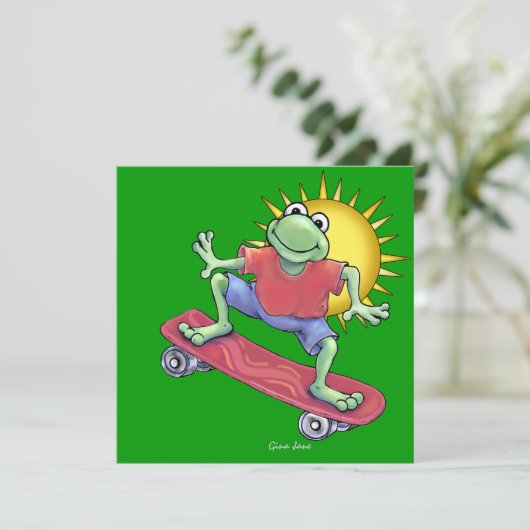 Skateboarden Froggy Uitnodiging door SRF (Staand voorkant)