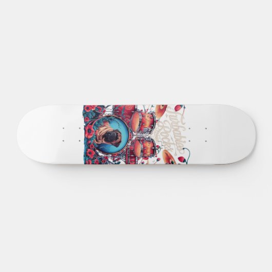 Skateboarden Furbabies Art – Rock & Roll Vibes op Persoonlijk Skateboard (Horizontaal)