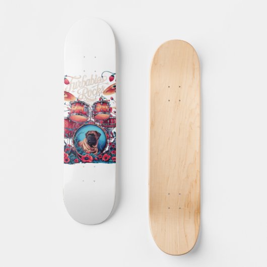 Skateboarden Furbabies Art – Rock & Roll Vibes op Persoonlijk Skateboard (Voorkant)
