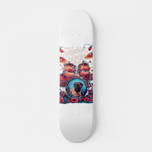 Skateboarden Furbabies Art – Rock & Roll Vibes op Persoonlijk Skateboard (Voorkant)