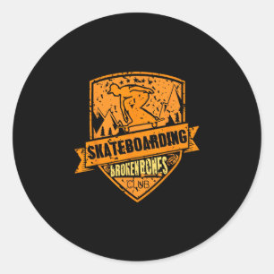 Skateboarden Gebroken Botten Bemanning Berg Crash Ronde Sticker