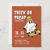 Skateboarden Ghost Halloween Kostuumfeest Kaart (Voorkant)