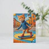 Skateboarden Ginger Cat Briefkaart (Staand voorkant)