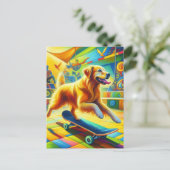 Skateboarden Golden Retriever Hond Briefkaart (Staand voorkant)