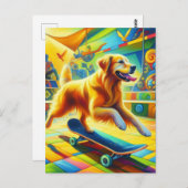 Skateboarden Golden Retriever Hond Briefkaart (Voorkant / Achterkant)