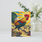 Skateboarden Haan Kleurrijk en Leuk Briefkaart (Staand voorkant)