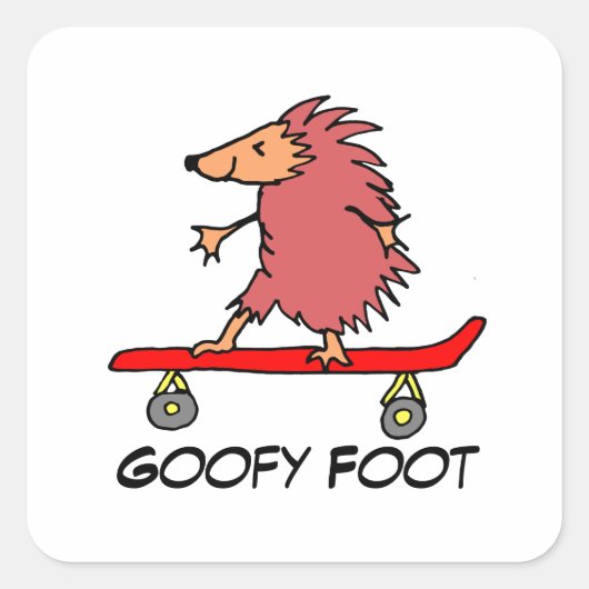 Skateboarden Hedgehog Goofy Foot Vierkante Sticker (Voorkant)