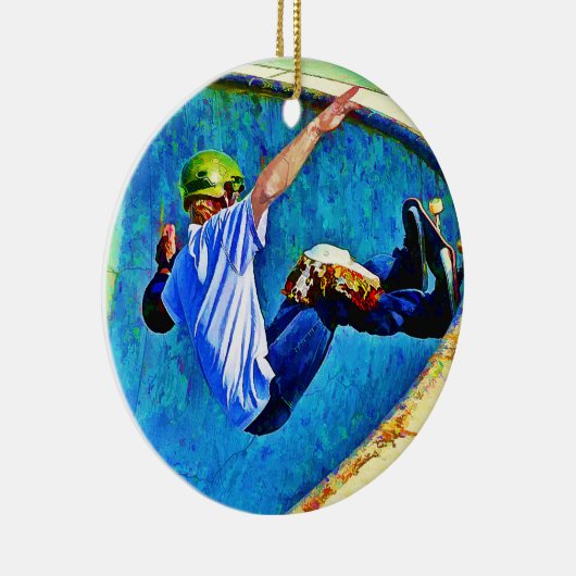 Skateboarden in de Bowl Keramisch Ornament (Rechts)