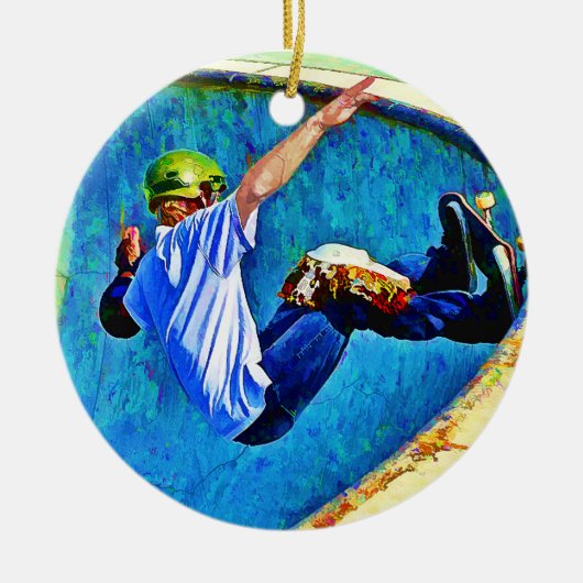 Skateboarden in de Bowl Keramisch Ornament (Voorkant)