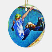 Skateboarden in de Bowl Keramisch Ornament (Links)