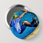 Skateboarden in de Bowl Ronde Button 4,0 Cm (Voorkant /achterkant)