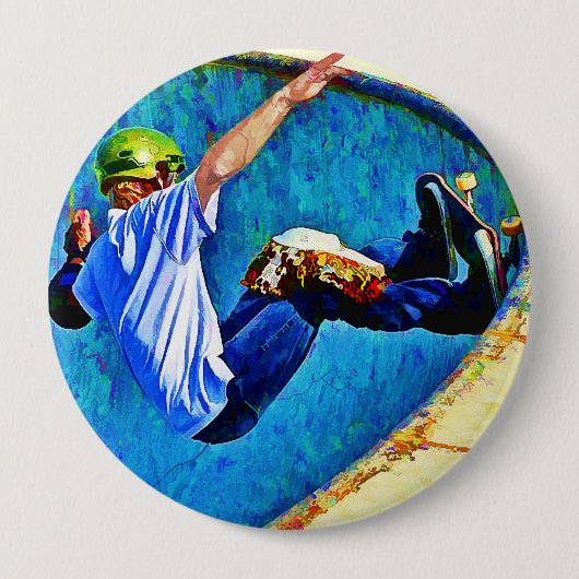 Skateboarden in de Bowl Ronde Button 4,0 Cm (Voorkant)
