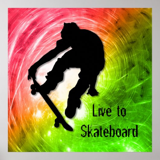 Skateboarden in een Psychedelic Cyclone Poster (Voorkant)