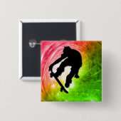 Skateboarden in een Psychedelic Cyclone Vierkante Button 5,1 Cm (Voorkant /achterkant)