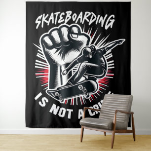 Skateboarden is geen misdaad wandkleed