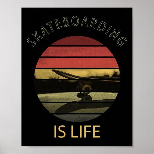 Skateboarden Is Leven - Grappige Retro Skateboard Poster (Voorkant)
