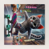 Skateboarden Kat Puzzel (Horizontaal)