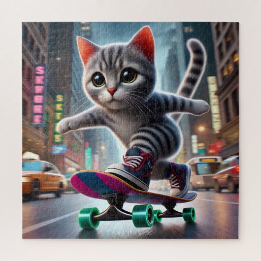 Skateboarden Kat Puzzel (Verticaal)